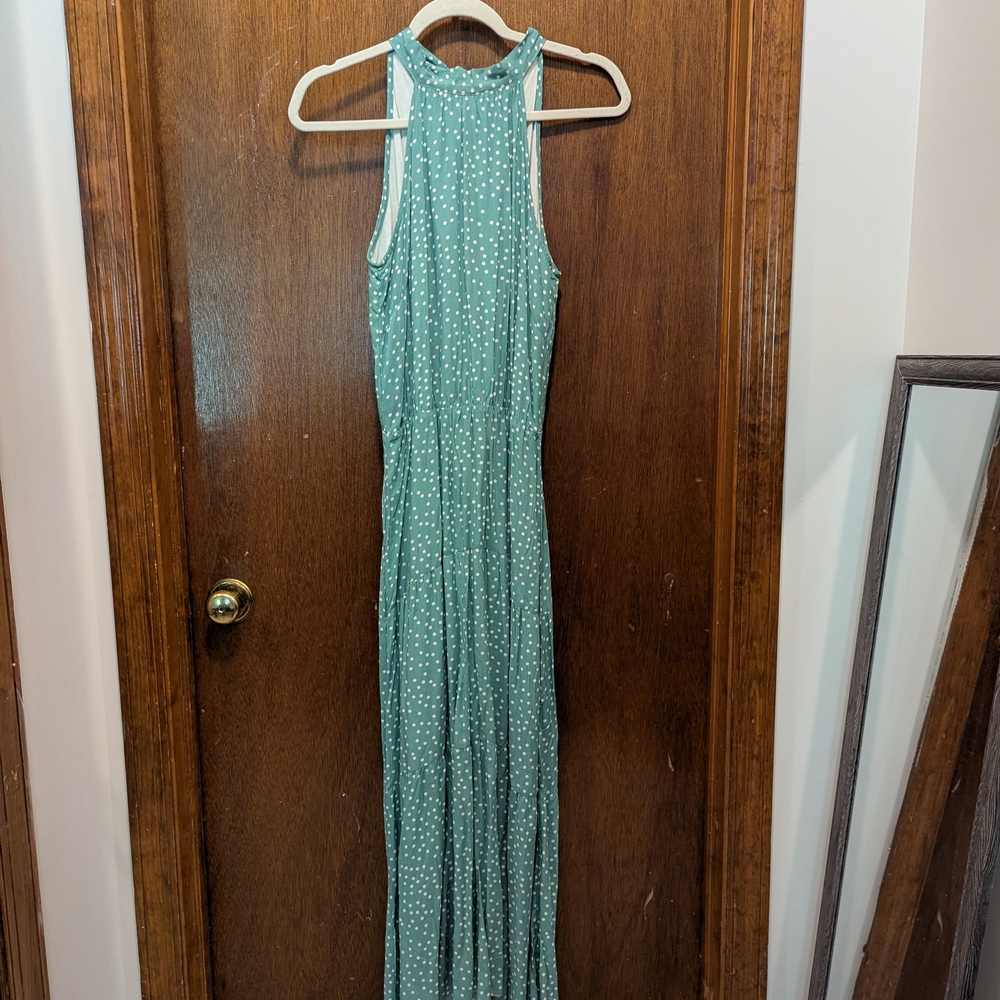 Wish Teal Polka Dot Maxi Dress